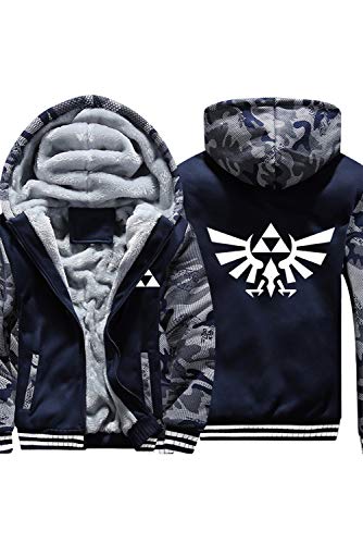 Hibuyer Men's Triforce Hylian Crest Coat Adult Link Thick Fleece Zip up Hoodie Winter Jacket Unisex,Camouflage