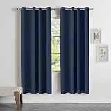 Picture of Navy Blue Blackout Draperies Curtains - All Season Thermal Insulated Solid Grommet Curtains/Drapes for Kid's Room, Blackout Door Curtains for French Door (2 Pack, 52 x 72 Inch)