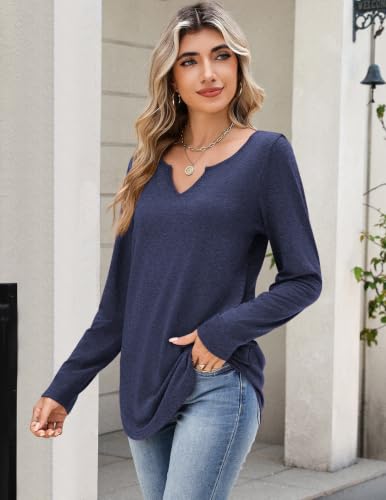 Image of Zeagoo Long Sleeve Shirts for Women Fall Tops Casual V Neck Blouses Tunic