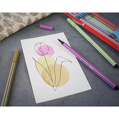Stabilo Premium Felt Tip Pen Pen 68 - Wallet Of 8 - Pastel Shades #TOP7