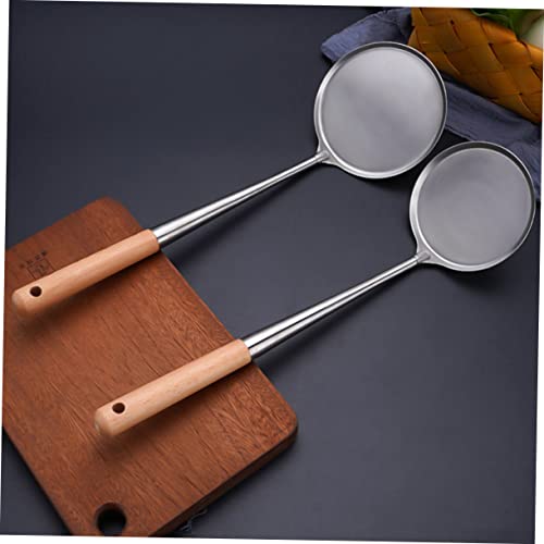 Cuchara plana para freír PRETYZOOM con mango largo protector ante salpicaduras 4