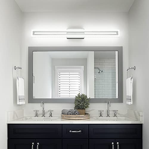 Image of SOLFART Bathroom Lighting Fixtures Over Mirror Brushed Nickel 40 Inch Led Vanity Light 6000K