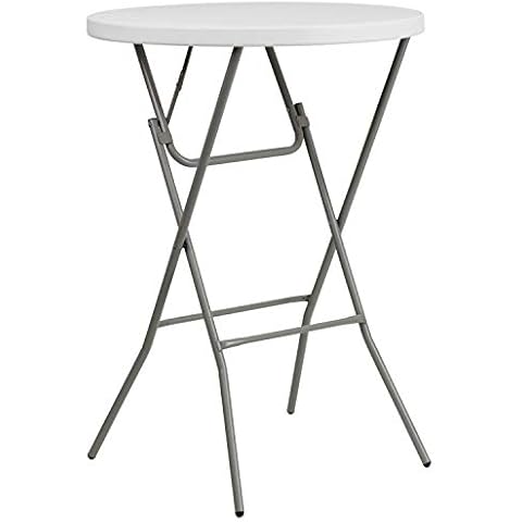 Flash Furniture Mesa Plegable de Plástico Redonda Altura de Barra, Color Blanco Cover