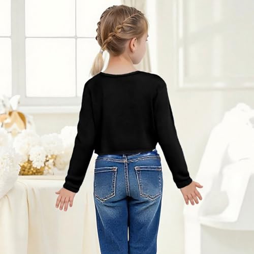 Girls Cardigan Bolero Long Sleeve Shrug Kids Cropped Cardigans Cute Open Front Solid Shrugs for Children Dress4