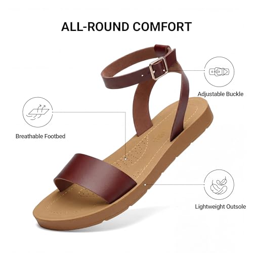 Image of DREAM PAIRS Women's Ankle Strap Flat Sandals