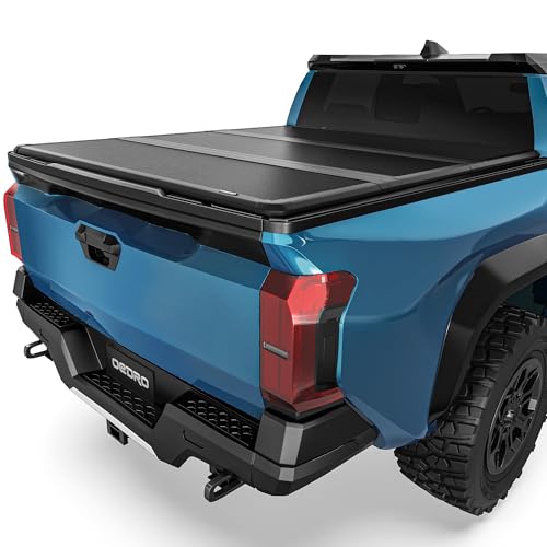 Image of OEDRO FRP Hard Tri-fold Tonneau Cover Fold Truck Bed Covers Compatible with Toyota Tacoma 2024 2025 2026 (Excl. Trail Edition) with 5 Feet Bed with Tacoma Bed Rail