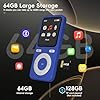64GB MP3 Player with Bluetooth,Bluetooth Portable HiFi Lossless Sound MP3 Player with Speaker,Voice Recorder,Shuffle for Kids,Hiking,Running,Micro SD Card up to 128GB(Earbuds Included)