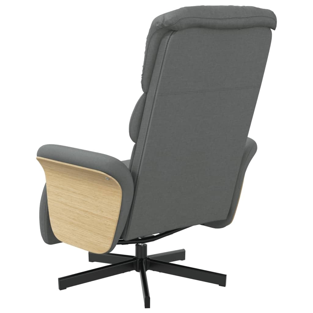 Sillón reclinable gris oscuro con reposapiés, giratorio de 360 grados, cómodo, función de reclinación manual, asiento tapizado, perfecto para sala de estar u oficina