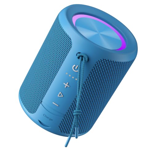 Image of Portable Bluetooth Speaker,IPX7 Waterproof Wireless Speaker with 20W Loud Stereo Sound,15H Playtime & Beat-Synced RGB Light, Small Outdoor Speaker for Shower,Pool,Beach,Hiking,Gifts(Cerulean)