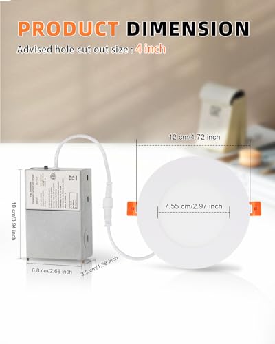 Image of ZYC recessed Lighting 4 inch - 6Pack 9W 800LM High Brightness,5CCT 2700K /3000K /3500K /4000K /5000K Selectable,Ultra-Thin LED Recessed Ceiling Light,Dimmable Canless Wafer Downlight,Pack of 6 Bronze.