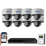 GW 16 Channel 4K NVR 8MP (3840x2160) H.265+ Color Night Vision Smart AI Security Camera System - 8 x UltraHD 4K Human Detection PoE IP Microphone Dome Camera - 8MP (Two Times The Resolution of 4MP)