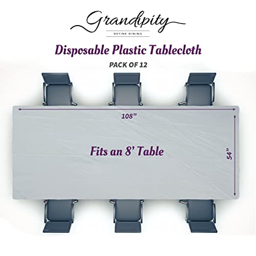 Grandipity Patriotic Theme 12 Pack Premium Disposable Plastic Tablecloth 54 Inch. X 108 Inch. Decorative Rectangle Table Cover #TOP2
