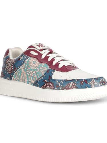 Image of Liberty Leap7x MJH-M03 Block Printed Sneakers for Men with PVC Upper | EVA Sole Casual Shoes with Lacing | Comfortable Footbed | Memory Foam Insole | Lightweight, Stylish & Modern (White)