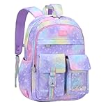 VIDOSCLA Cute Coloful Casual Daypack for Girls,Teens Elementary School Backpack,Primary Book Bags forTeens Gradient purple-L