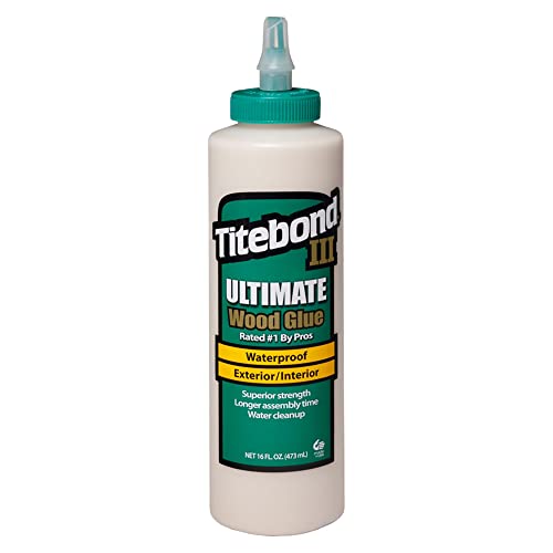 Image of Titebond III Ultimate Wood Glue 16 Oz. (12 Pack) - Premium Professional Woodworking Adhesive, Waterproof, Strong Initial Tack, Interior /Exterior Use, Easy Water Cleanup - 1414
