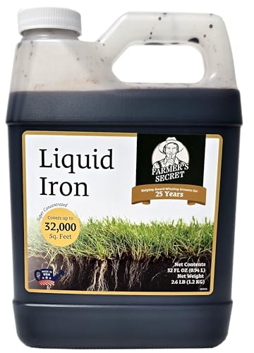 Farmer’s Secret Liquid Iron for Lawns and Gardens - Chelated Liquid Iron Supplement - for use on...