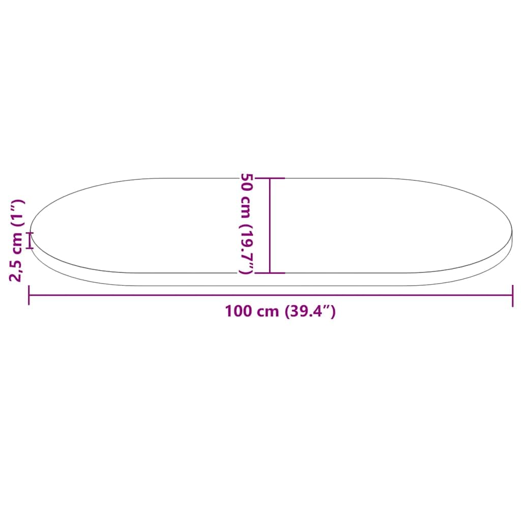Genérico Tablero de Mesa Ovalado de Madera Maciza de Pino 100x50x2,5 cm,Mobiliario,Accesorios para mesas,Tableros para mesas,824360