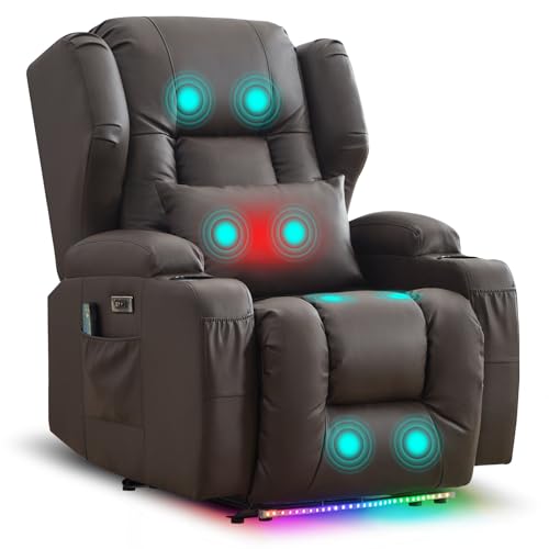 TCGBKAF Relaxsesel mit Liegefunktion, Eletrisch TV Sessel Fernsehsessel Eletrisch Verstellbar Kinosessel Massagesessel mit Wärmefunktion,USB & Getränkehalter,Sessel Wohnzimmer (1, Braun) – Bild 4