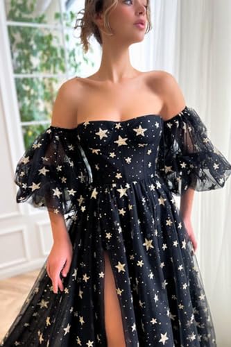 Eightale Off Shoulder Sparkly Tulle Long Prom Dress A Line for Women Formal Evening Dress3