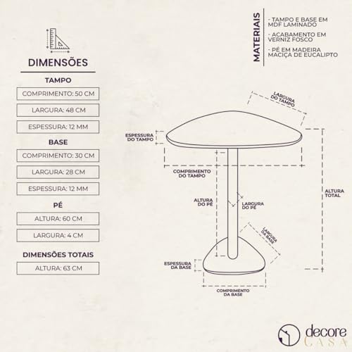 Mesa Monopé Paleta Laminada para Sala 48x50cm (MEL)