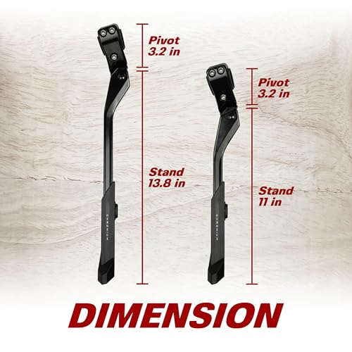 Image of BV Rear Bike Stand for 24 inch-28 inch Bikes - Adjustable Bike Kickstand for Adult Bike with 8 Height Levels, Non-Slip Foot & Clamp Grip (Black, Capacity 77 lbs, Single Mount)