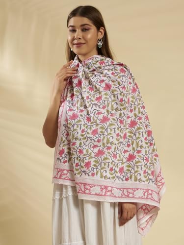Image of Ravaiyaa - Attitude is everything Sanganer Hand Block Printed Scarves Pure Cotton Scarf Square Hijab Dupatta 40 inch X 40 inch Inch