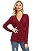 Afibi Womens Slim Fitted Deep V Neck Cross Wrap Top Long Sleeve T-Shirts (Large, Burgundy)