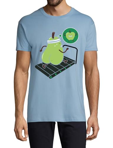 T-shirt homme bleu clair en coton sport Running Pear
