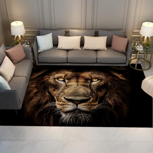 Tapis lavable lion 80x150 cm à poils courts antidérapant et doux - 2