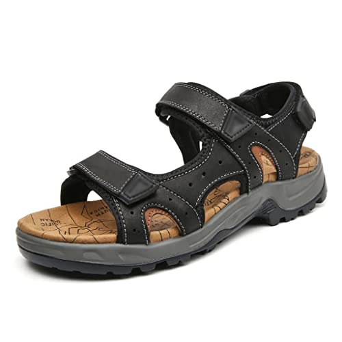 Men Shoes Beach Sandals Genuine Leather Sandals Soft Large Size Men's Sandals(44)