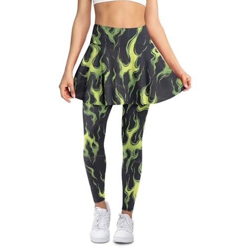 Irisjudy Women Yoga Pants Leggings with Skirt Sunflower Music Note Tennis Golf Skirted Legging Hawaii Style High Waist Tights2