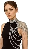 KAMSEE Medieval Fantasy & Fashion Chainmail Shoulder For Women's Cosplay and Renfaire, Aluminum Rings maille