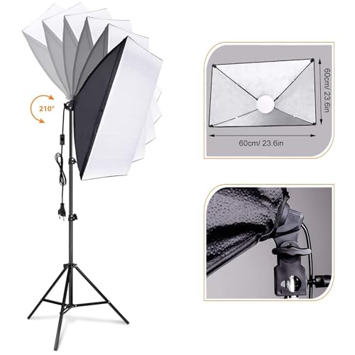 Image of Softbox Photography Lighting Kit, 85W LED Dimmable Bi Light, 24x24in Video Equipment with Remote Control & Adjustable Tripod Stand, Ideal for Photography Lighting (US Plug)