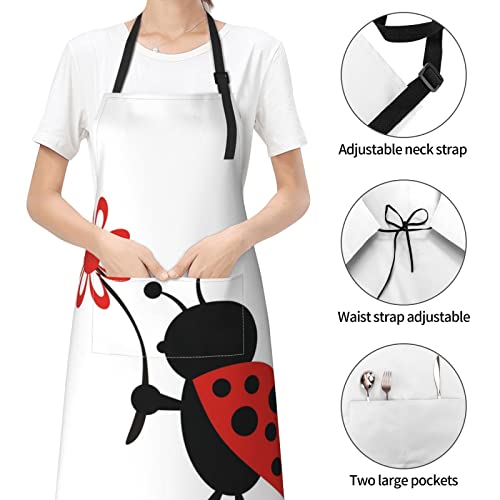 Sofevaim Funny Couples Aprons - 2 Pack Cooking Kitchen Aprons For Women With Pockets, Wedding Engagement Gifts For Couples, Ladybug Aprons For Men #TOP5