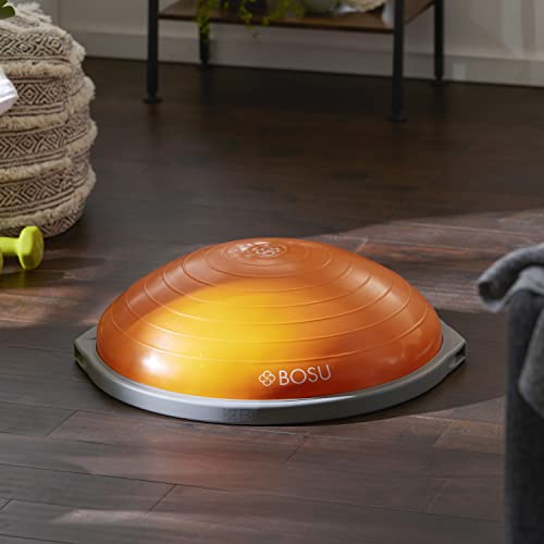 Image of Bosu Balance Ball Exercise Trainer, Home Gym Equipment w /Guided Workouts & Pump, 26 inch Inflatable Fitness Platform for Strength Training, Standing, Balancing, and Core Workout