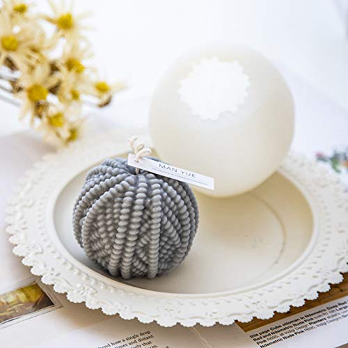 Nuomi Yarn Ball Candle Mold Food Grade Silicone Round Knitting Wool Sphere Mousse/Fondant Mould For Crafts, Diy, Soap, Bath Bomb, Clay, Plaster, Cake Decoration, 8.5X7.5 Cm #TOP2