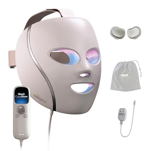 Shark CryoGlow LED Face Mask, Red Light Therapy, Under-Eye Cooling, FW312PK