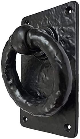 Miniatura 3 de Adonai Hardware "Adonikam" - Anillo de hierro fundido antiguo resistente para puerta de entrada frontal medieval (1 paquete, negro mate) para