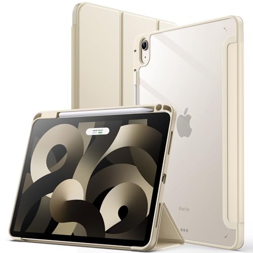 JETech Case ONLY for iPad Air 11-Inch M4/M3/M2 (2026/2025/2024), iPad Air 5/4 (2022/2020 5th/4th) with Pencil Holder, Clear Transparent Back Slim Stand Shockproof Tablet Cover (Starlight) by JETech - Used condition - US$10.85
