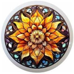 Sunflower Mandala Stained Glass Look Several Gorgeous Designs to Choose From - 1.5" DECORATIVE Glossy Ceramic Dresser Drawer PULLS Cabinet Cupboard KNOBS (12)