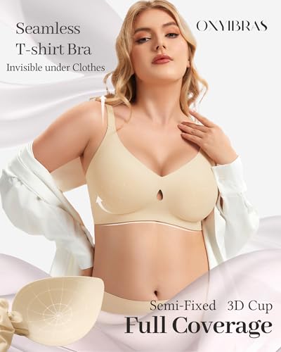 Image of Smooth V Jelly Bras for Women No Underwire Seamless Plunge Bralettes T Shirt Sleep Everyday Bra with Bra Extender