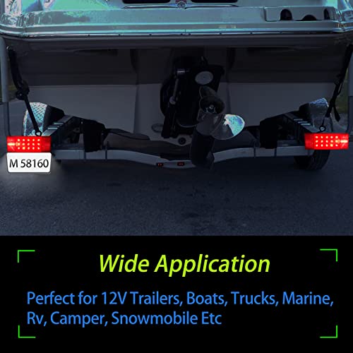 Serlainxin Boat Trailer Lights Kit, Submersible IP68 Waterproof, 12V Rectangular Trailer Lights, Combined Stop Brake Turn Signal Running License Light Function, DOT Approval
