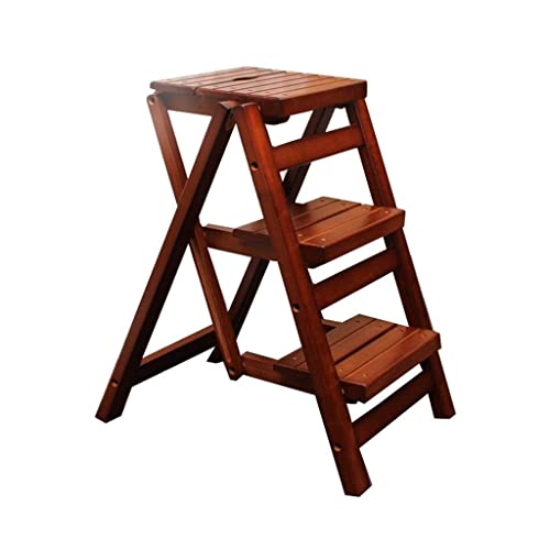 Taburete escalonado de madera maciza con acabado premium y estructura plegable de doble uso 3
