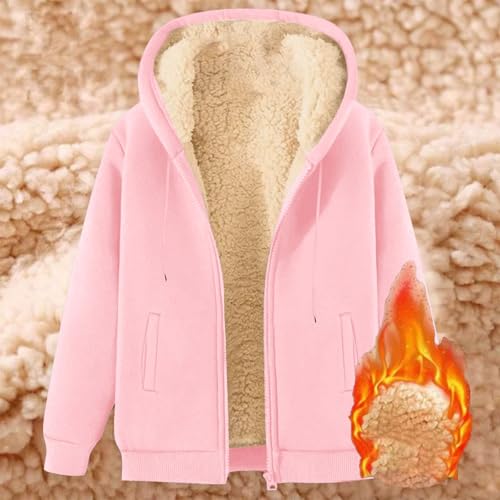 Fleece Jacket Women Long Sleeve Casual Full Zip Up Hoodie Warm Sherpa Lined Sweatshirt Fall Winter Jackets Coat With Pockets2