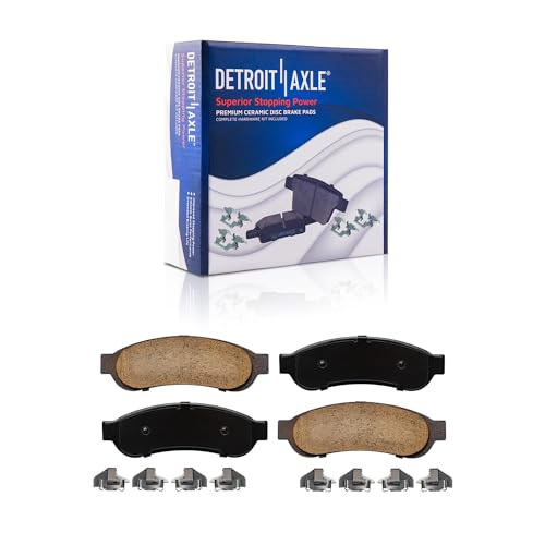 Image of Detroit Axle - Brake Pads for 2005-2012 Ford F-250 F-350 Super Duty, Front and Rear Ceramic Brake Pads w /Hardware 2006 2007 2008 2009 2010 2011 Replacement