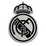 fan decor Offizielles Real Madrid Wandschild – Einzige offiziell lizenzierte Real Madrid Wanddeko aus Aluminium – Silber gebürstet mit Aufhängeset – Real Madrid Geschenk für Männer, Jungen und Fans