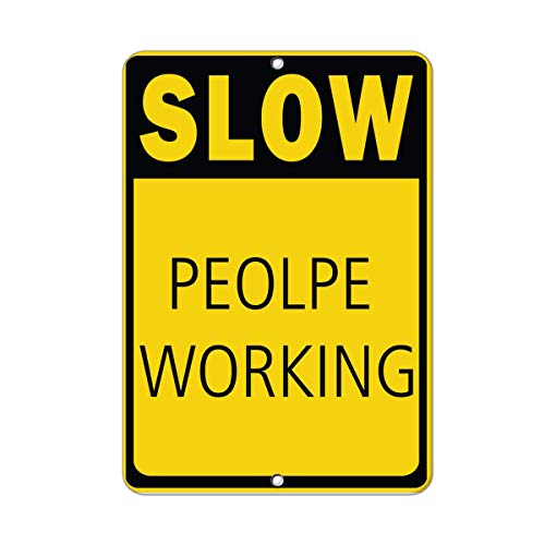 Crysss Slow People Working Hazard Sign Men at Work Signs 12 X 8 Inches Metal Sign