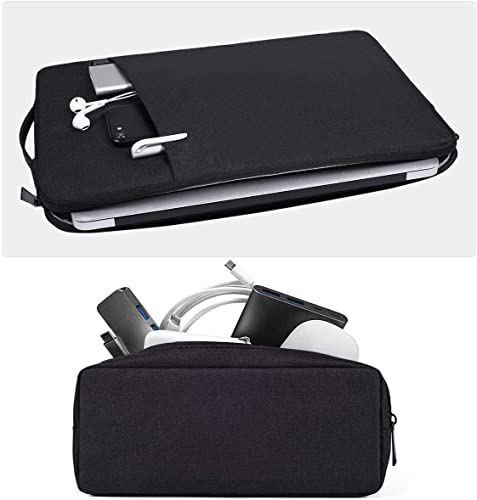 Image of Dynotrek Zipper 17.3 Inch Laptop Sleeve with Charger Pouch Handle Computer Case Cover Slim Briefcase Water-Resistant Compatible for 17-18 inch Hp Lenovo Dell Asus Acer -Charcoal Black