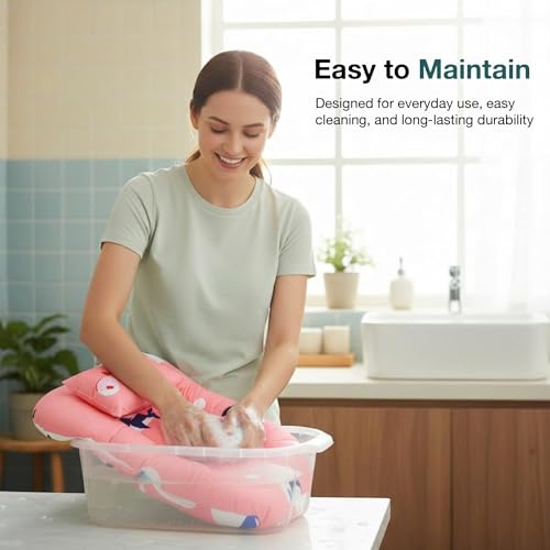 Image of BAYBEE 3 in 1 Baby Bedding Set with Mosquito Net, Foldable Infant Mattress, Portable Travel Nest, Cotton Lounger, Carry Bed with Pillow, Gift for Baby Boy Girl (Pink)