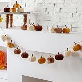 Mindsoft 8.2 ft Fall Pumpkins Garland Halloween Faux Harvest Pumpkin Banner Thanksgiving Colorful Pre Assembled Hanging Garland for Autumn Farmhouse Home Decor(Brown Series,Classic)